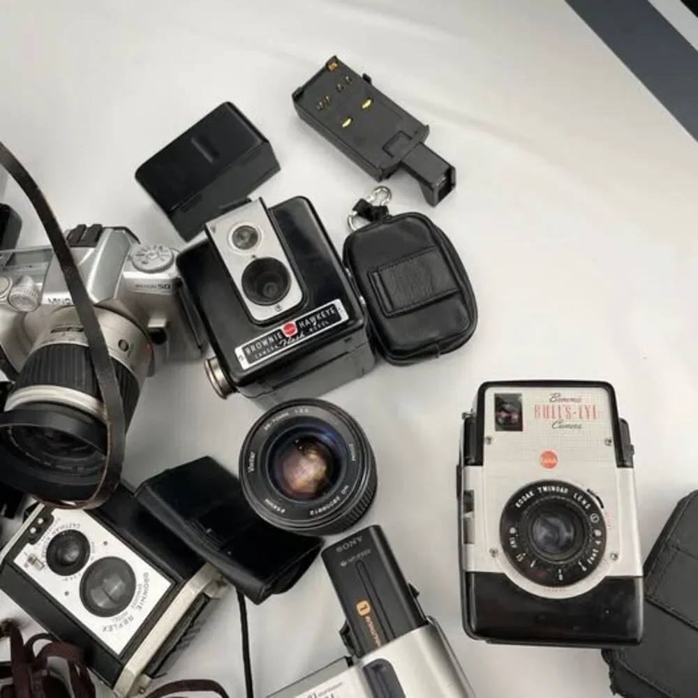 Vintage Camera and Camcorder Lot - Polaroid, Kodak, JVC, Sony UNTESTED